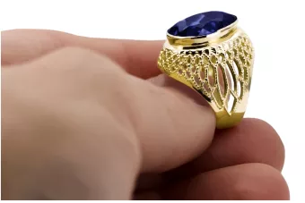 Saphir Or jaune 14 carats Anneau Artisanat vintage vrc089y